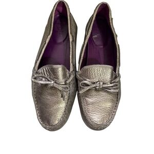 Boden Metallic Bronze Leather Loafers Women's Slip On Driving 40